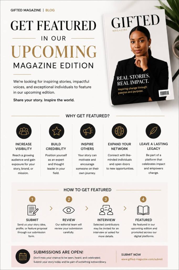Get Featured in Gifted Magazine’s Upcoming Edition